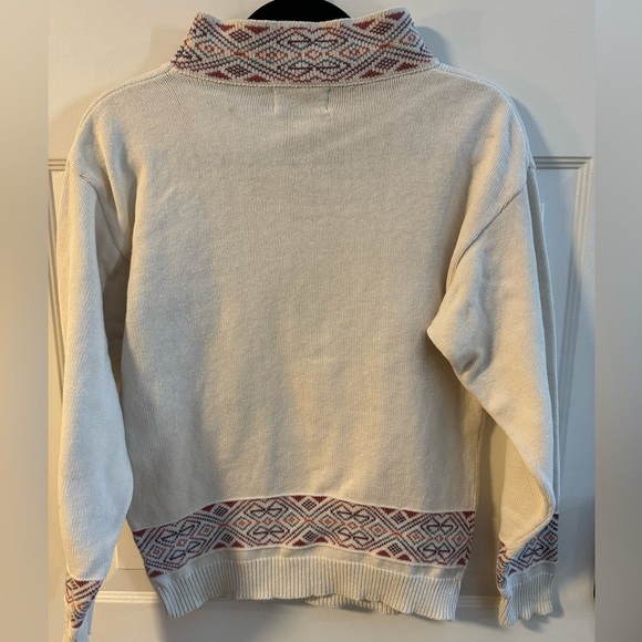 VTG 90s Nordic Fisherman Hearts Fair Isle Sweater Cotton Grannycore Cottagecore - Picture 16 of 16